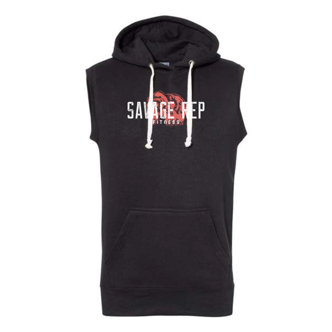 Savage Rep Sleeveless CORE Muscle Hoodie – Men’s Athletic Gym Hoodie for Bodybuilding, Weightlifting, and Training