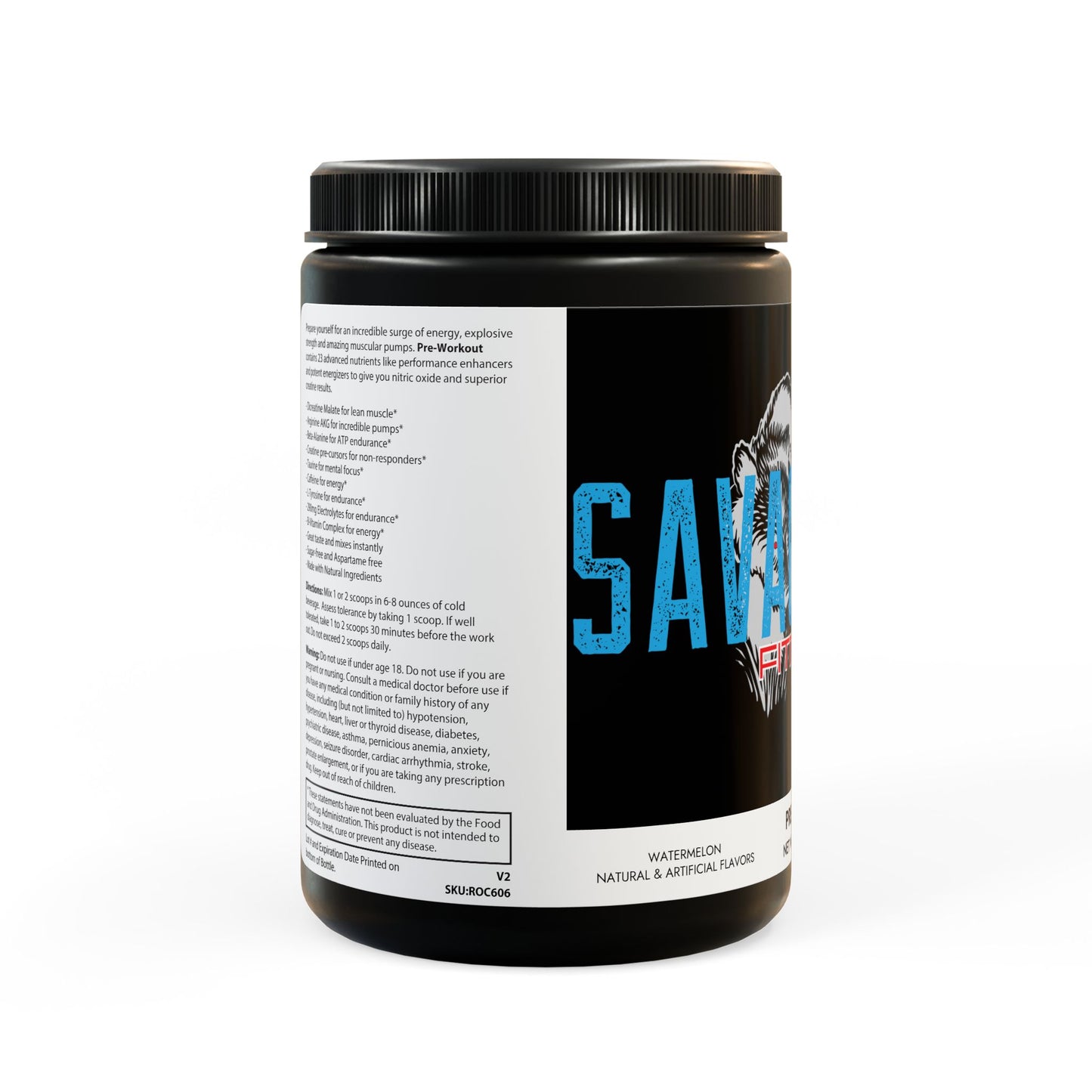 Savage Rep Watermelon Pre-Workout – High-Performance Energy Supplement for Intense Workouts (300g, 10.58oz)